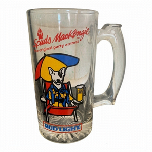 Vintage 1987 Bud Light Spuds MacKenzie Beer Mug Stein Party Animal Glass